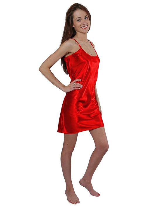 Valerie silky satin short and sexy chemise with Round Neck sleepwear For Women Chemise With Belt