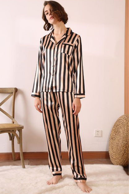 Valerie Women Soft Pajamas Set With Black Stripe
