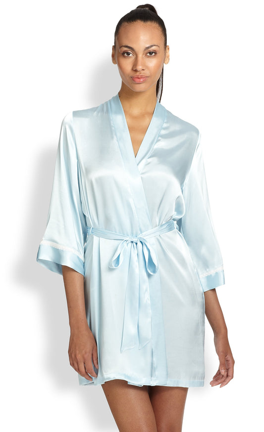 Valerie Celestial Comfort women best short silky Satin robe with wide sleeves