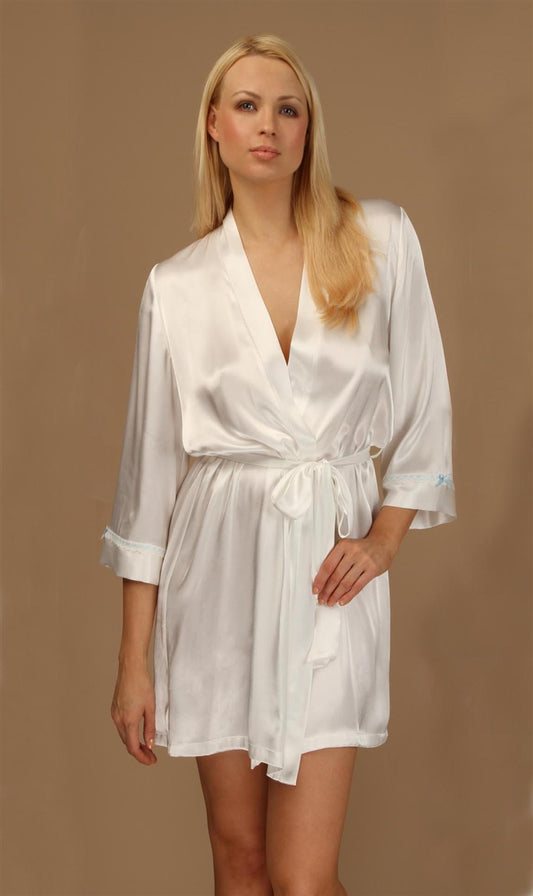 Valerie Heavenly Haven women best short silky Satin robe with wide sleeves