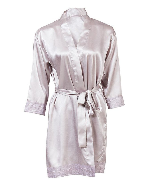 Valerie Chic & Comfort silky Satin robe with Lace Night Dress