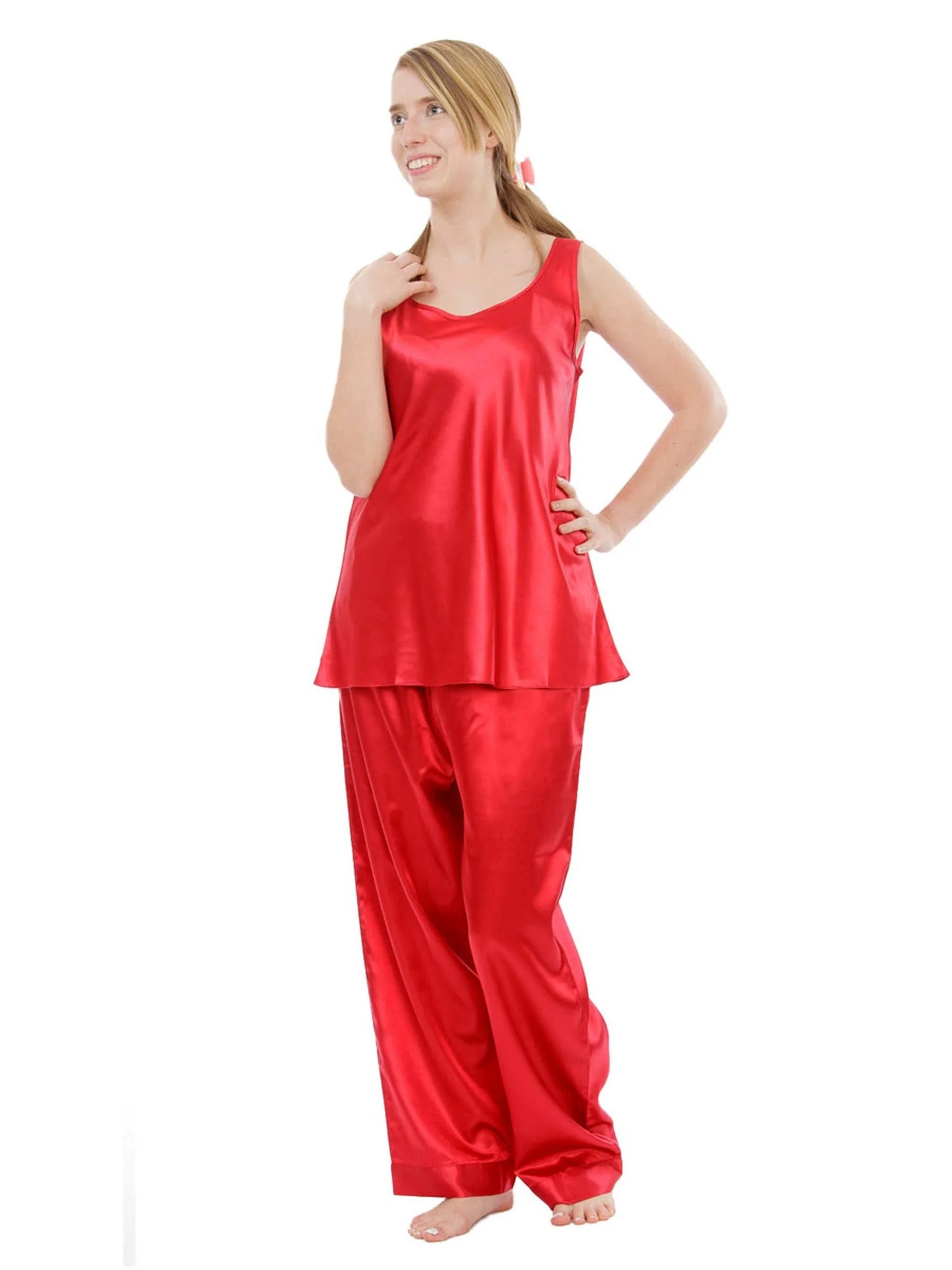 Valerie Casual Nights Women Solid Sando Set For women silky satin Night Suit For Girls/satin/Nighty/For Women’s