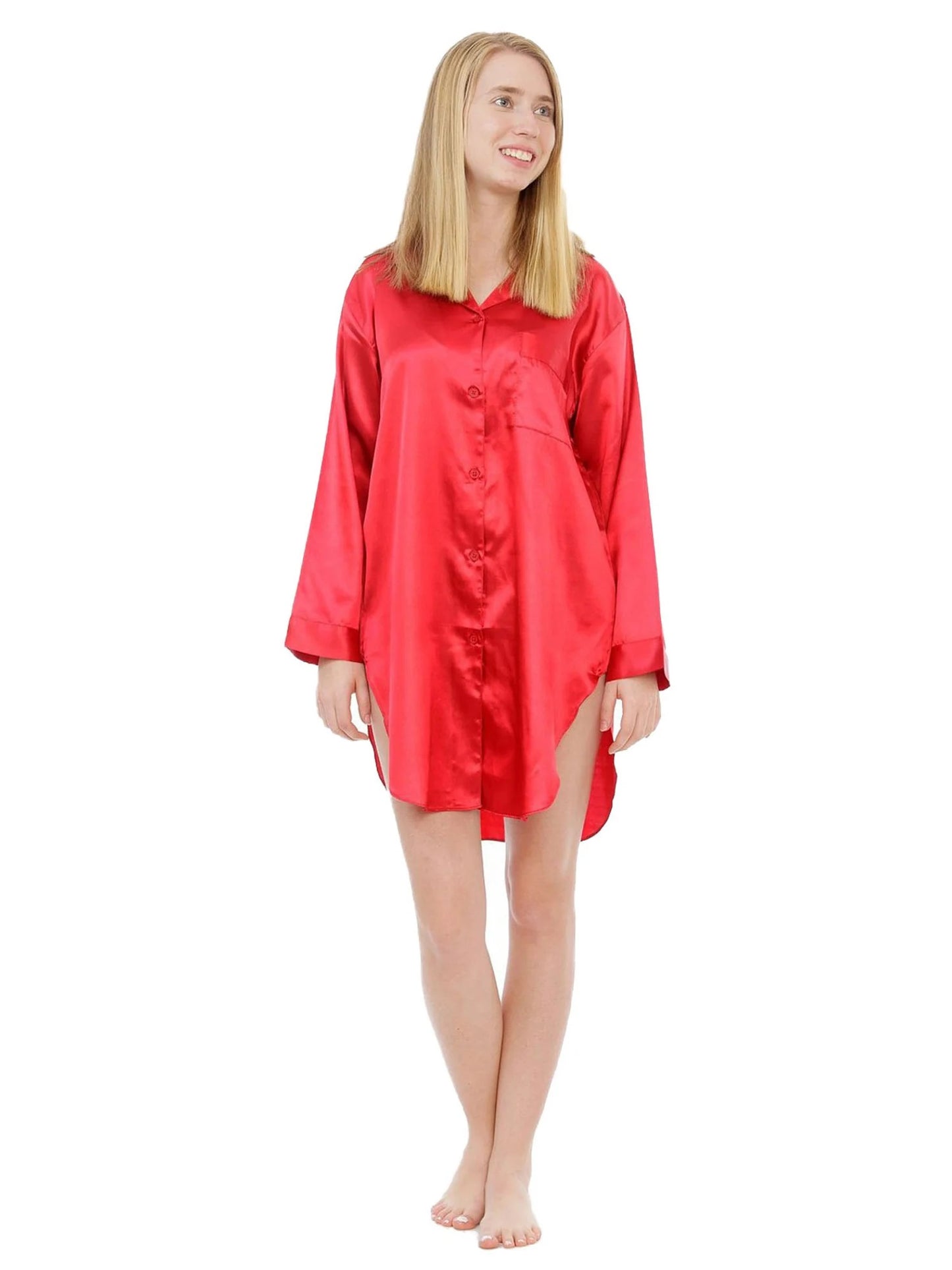 Valerie Whispers of Silk Nightwear Women Solid Night Shirt Nightdress For Girls