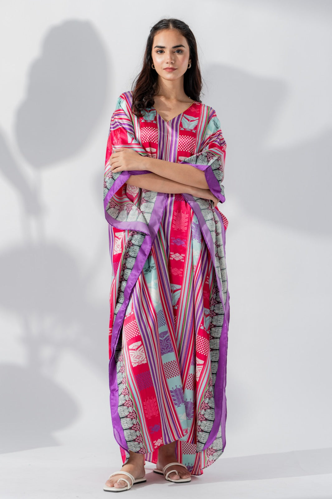 valerie women multi print caftan lounge wear / nightwear