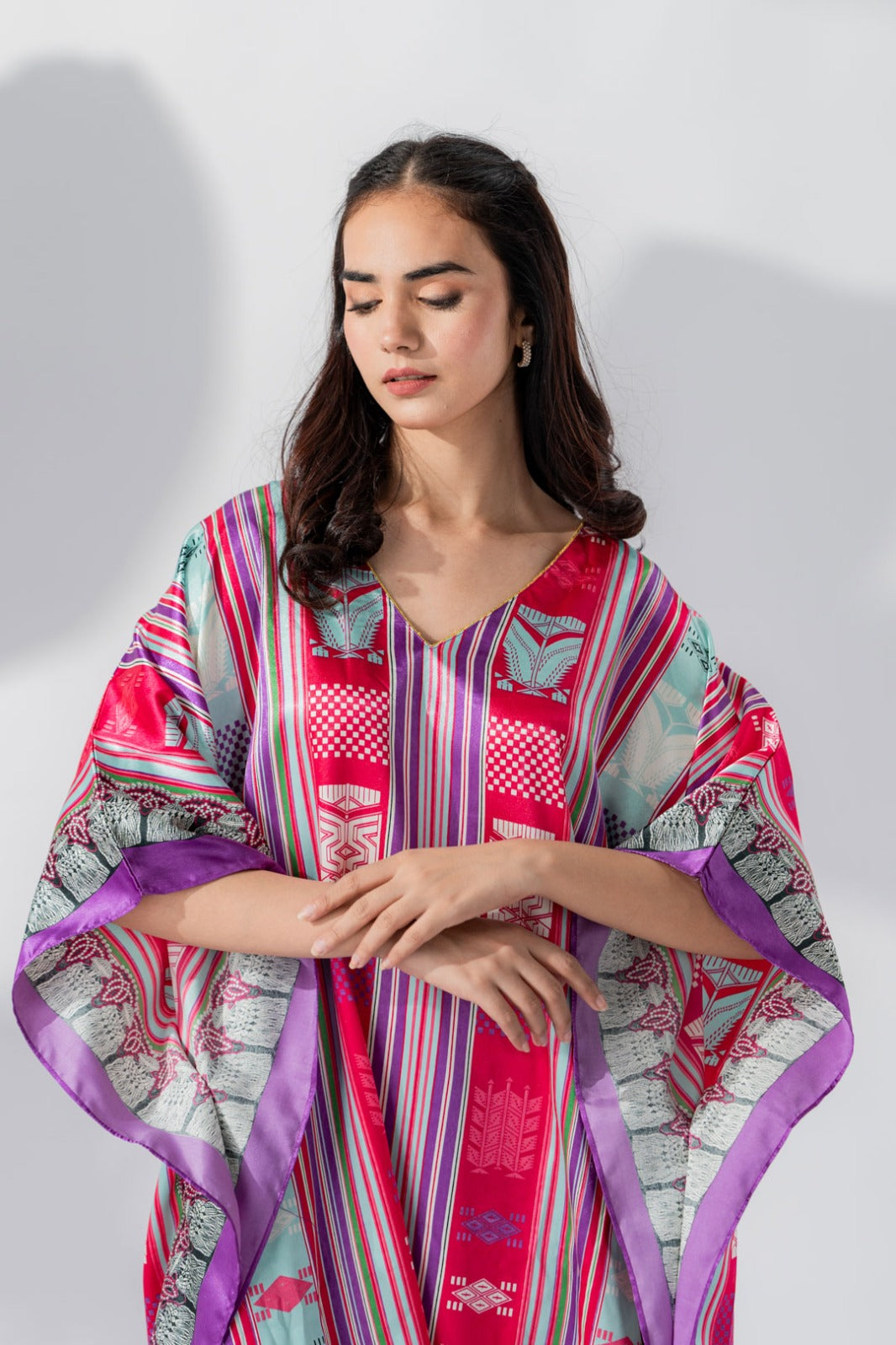 valerie women multi print caftan lounge wear / nightwear