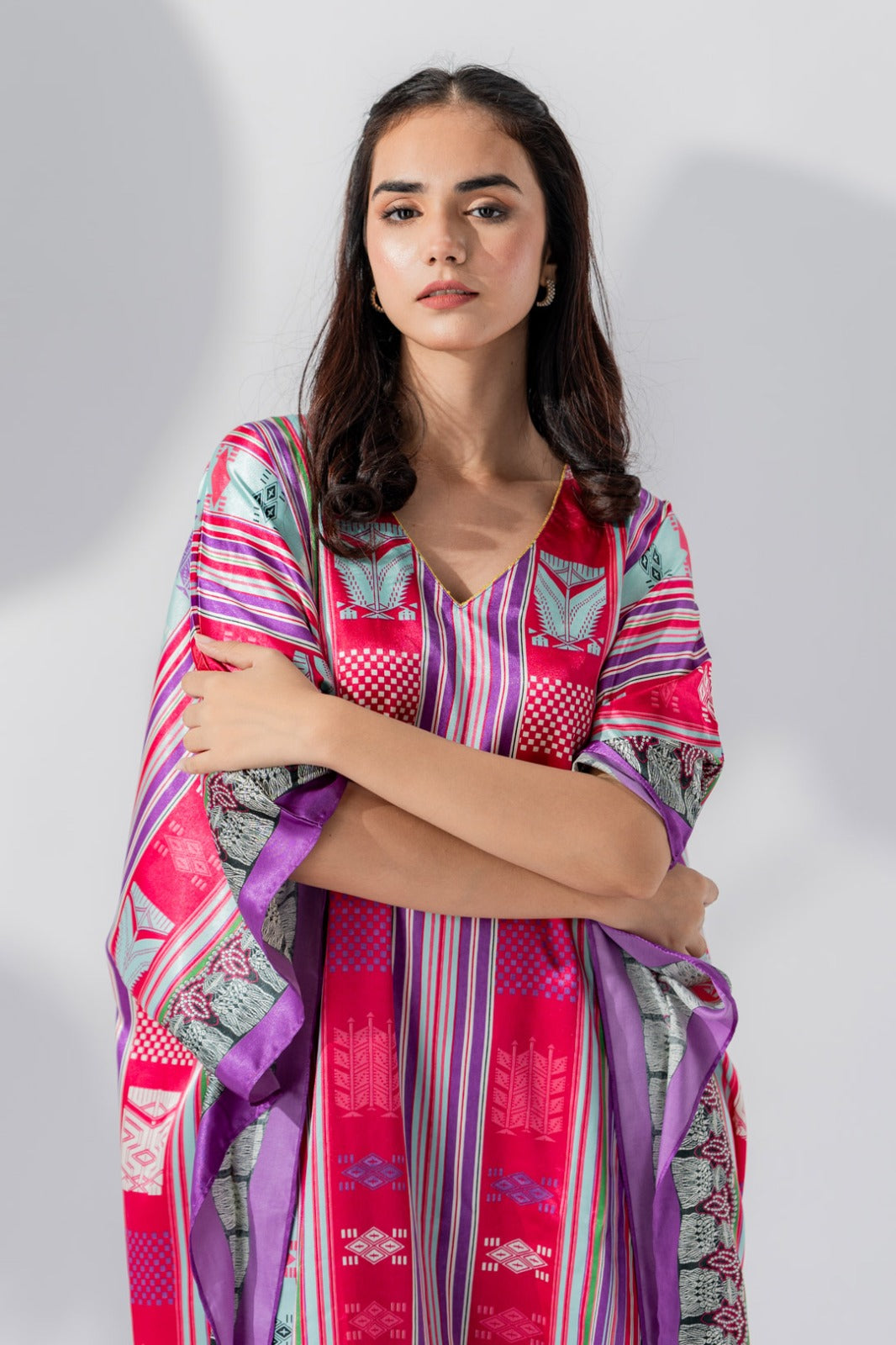 valerie women multi print caftan lounge wear / nightwear