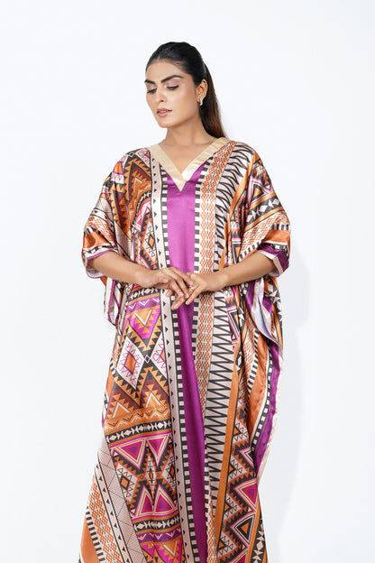 Valerie Eclipse Elegance Caftan printed Silky Satin caftan lounge wear / nightwear