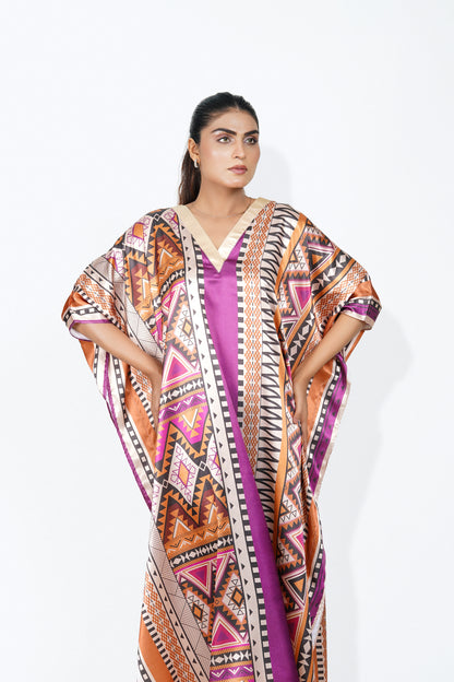 Valerie Eclipse Elegance Caftan printed Silky Satin caftan lounge wear / nightwear